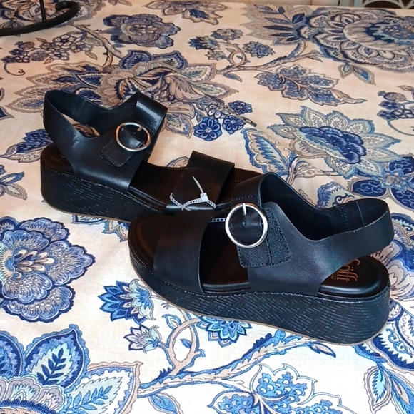 SOFFT Faedra Leather platform wedge sandals Black Size 8, 8 5M New - Picture 7 of 16